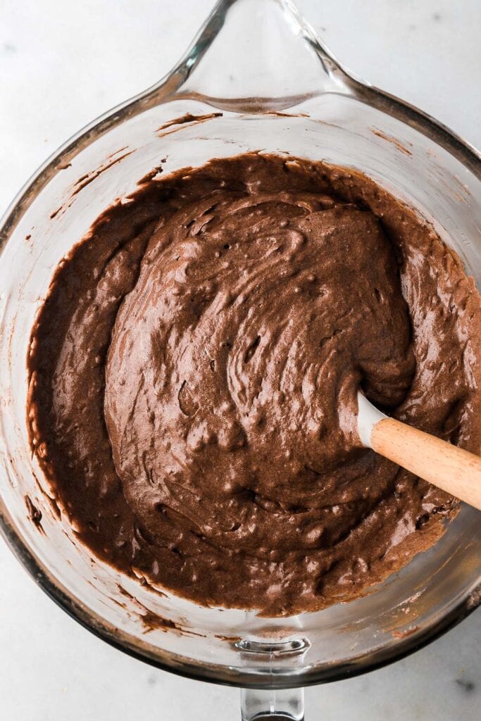 chocolate cake batter finished