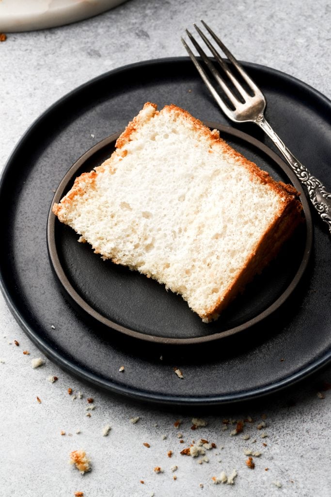 slice of angel food cake on a plate
