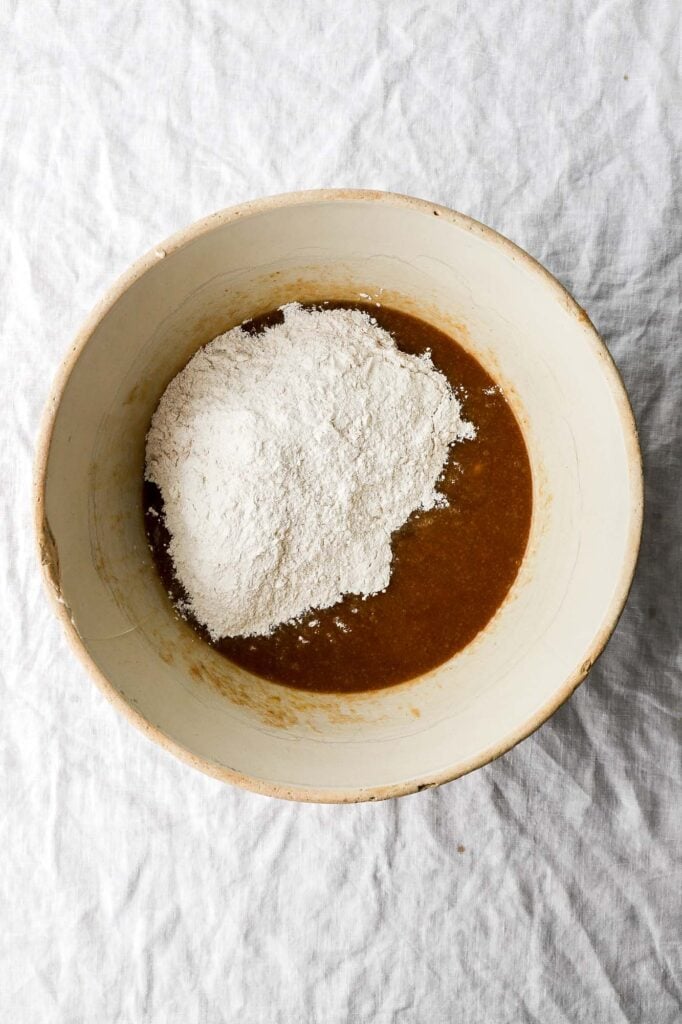 add the dry ingredients to the wet ingredients