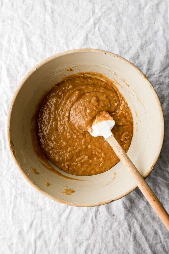 fold the flour into the batter just until it's combined