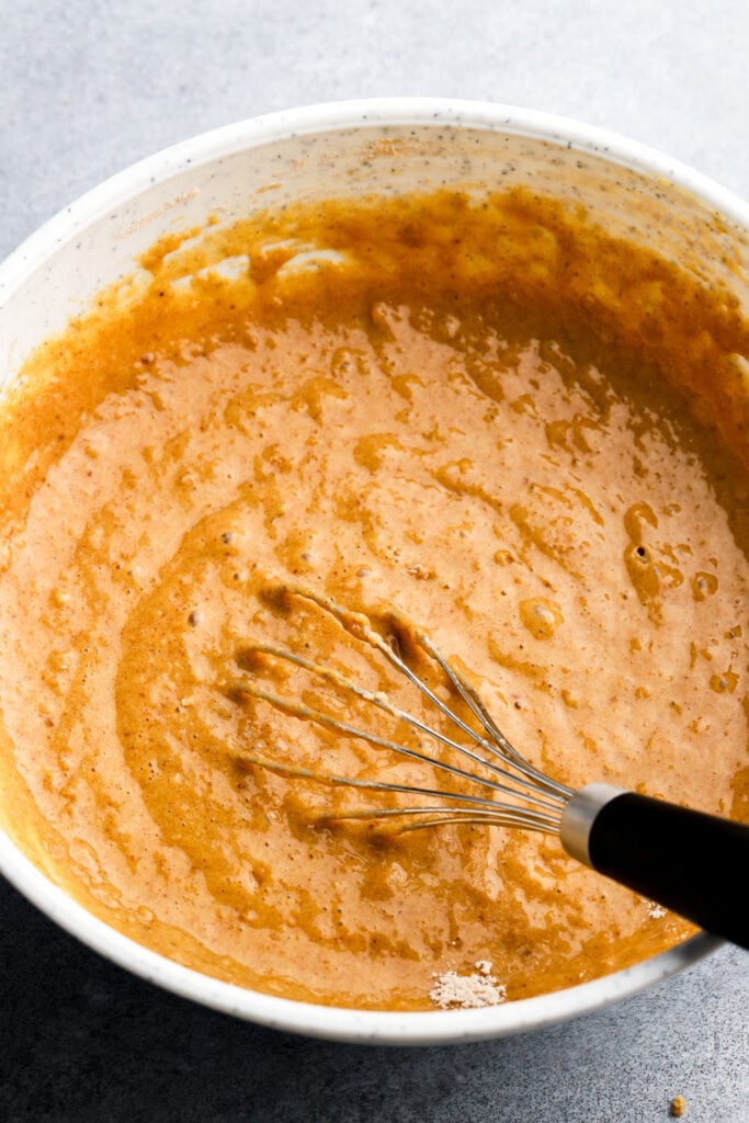 apple muffin batter with flour added