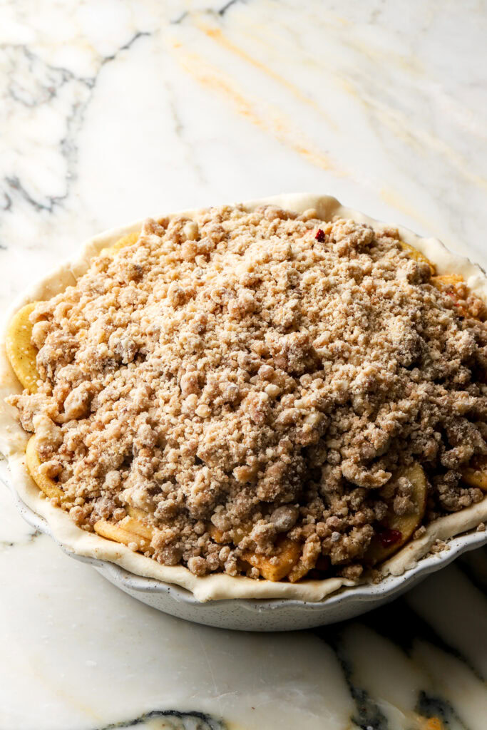 pie topped with streusel