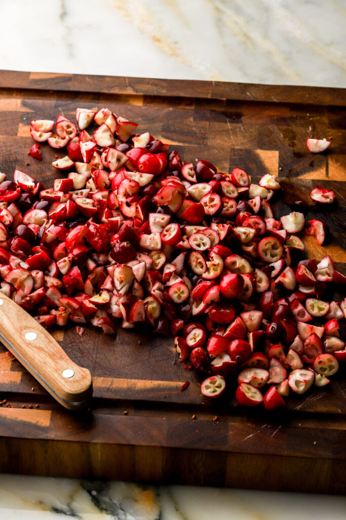 cranberries sliced open