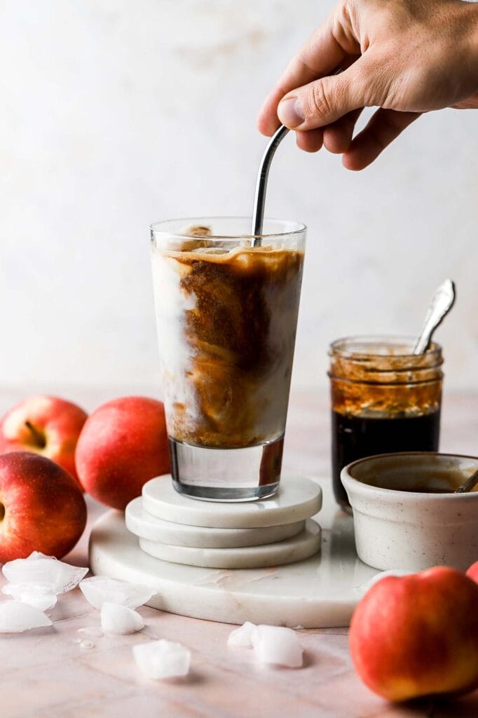 mixing the coffee