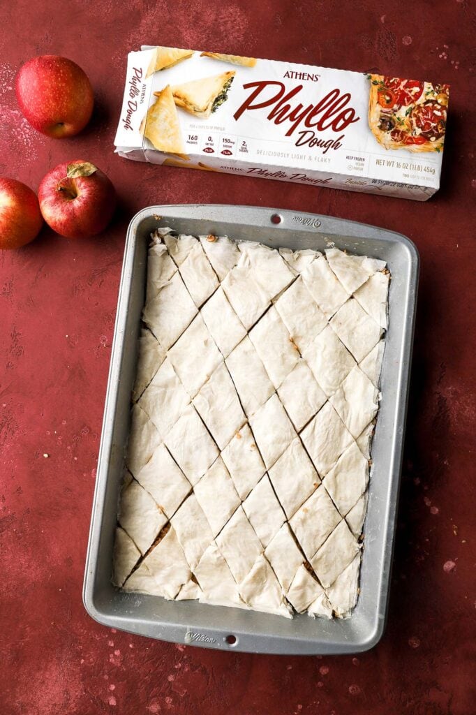 repeat, making three layers of filling and then slice BEFORE baking