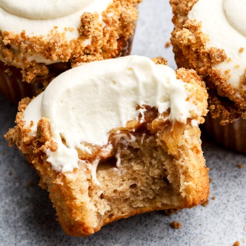 apple pie cupcakes with a bite taken out