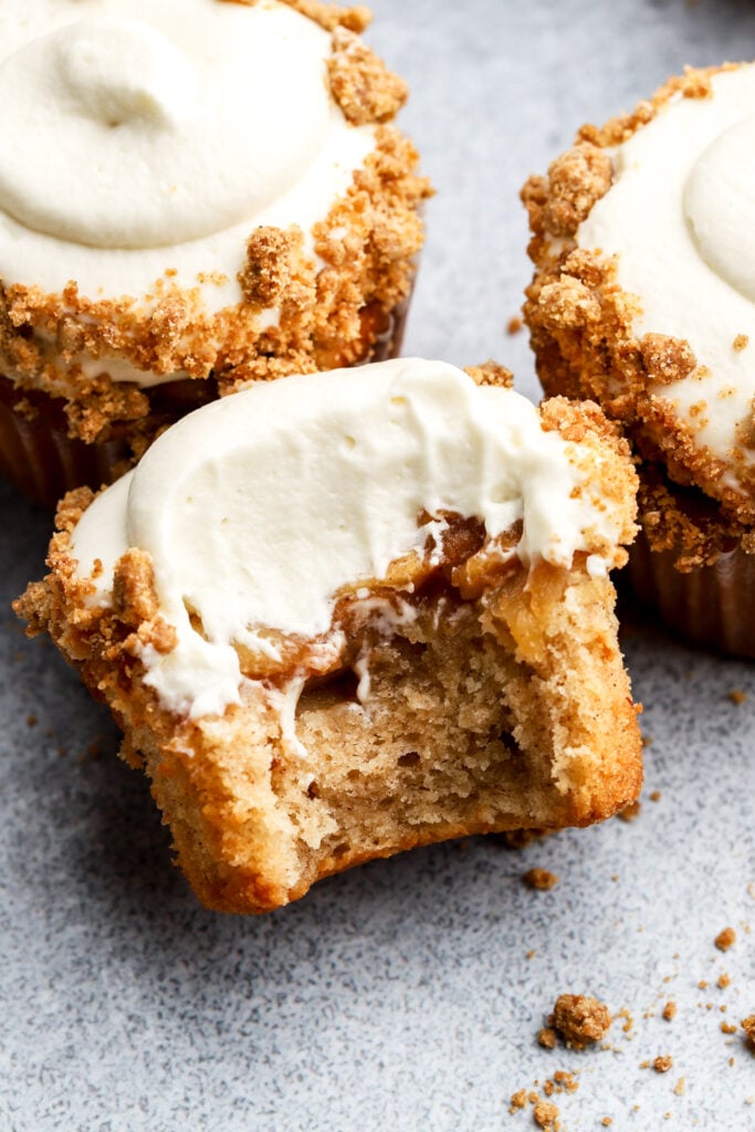 apple pie cupcakes with a bite taken out