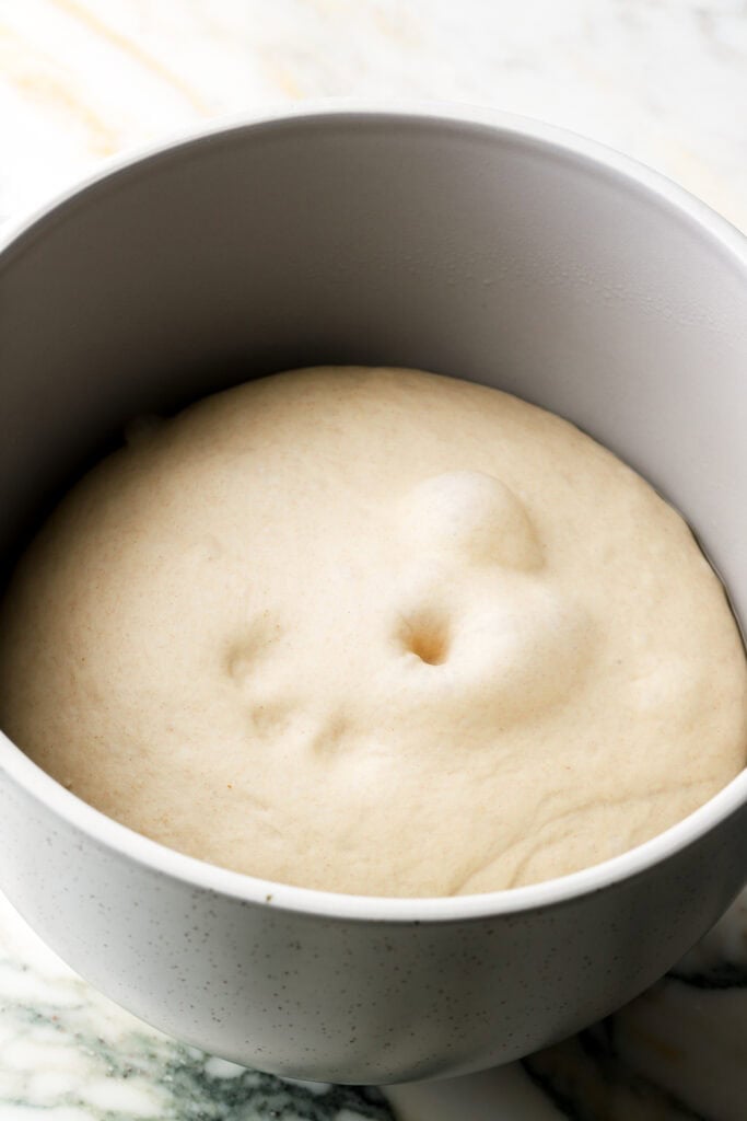 dough proofed until it's doubled in size