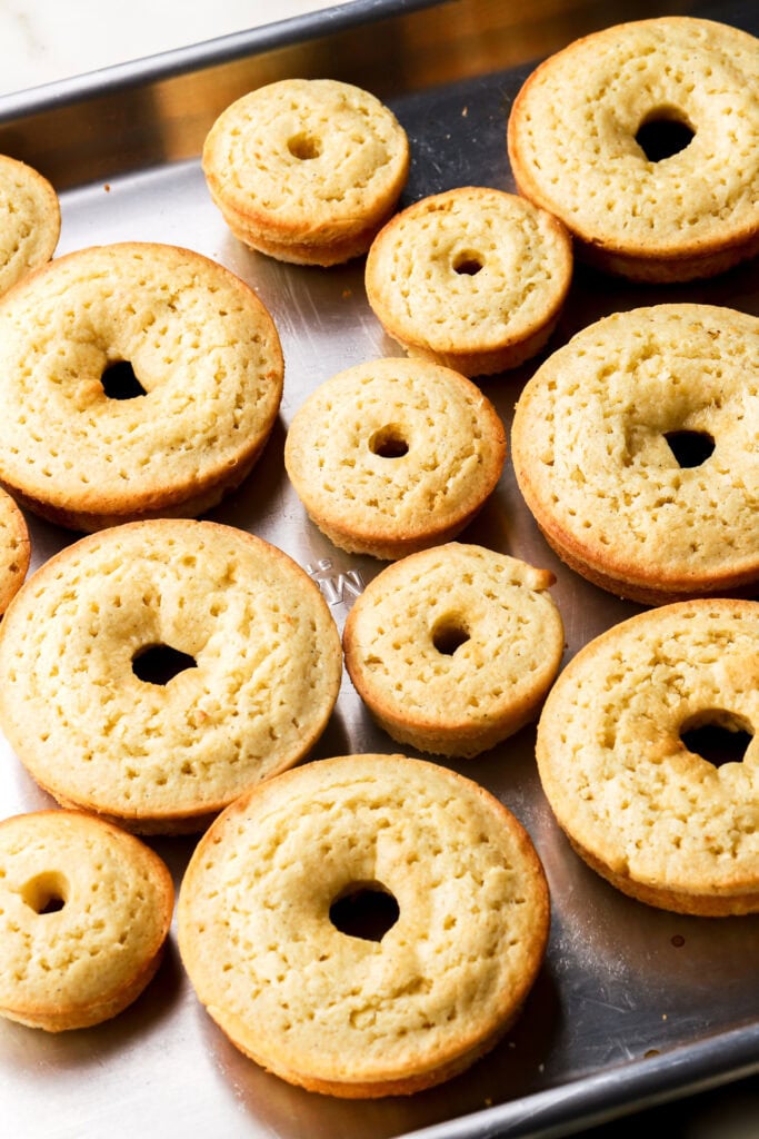 cooled donuts with holes poked into them