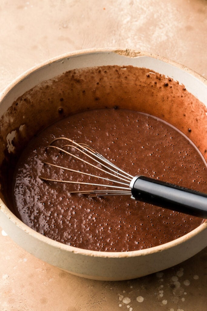 whisk the wet ingredients with the dry ingredients