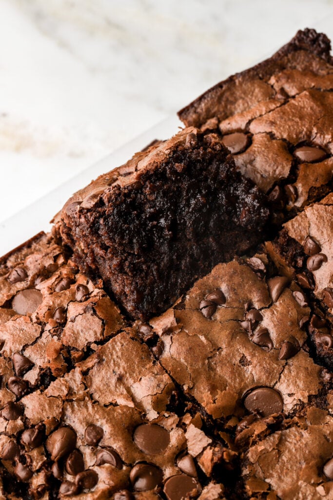 sliced banana brownies up close