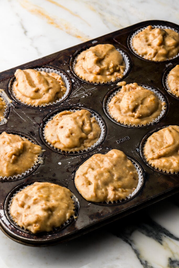 muffin batter in pan