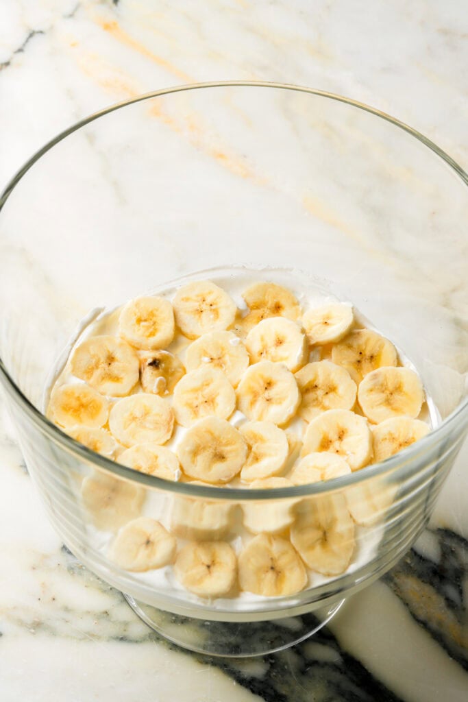 whipped cream topped with banana slices