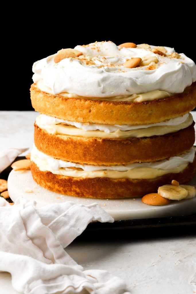 all the layers showing in a banana pudding cake