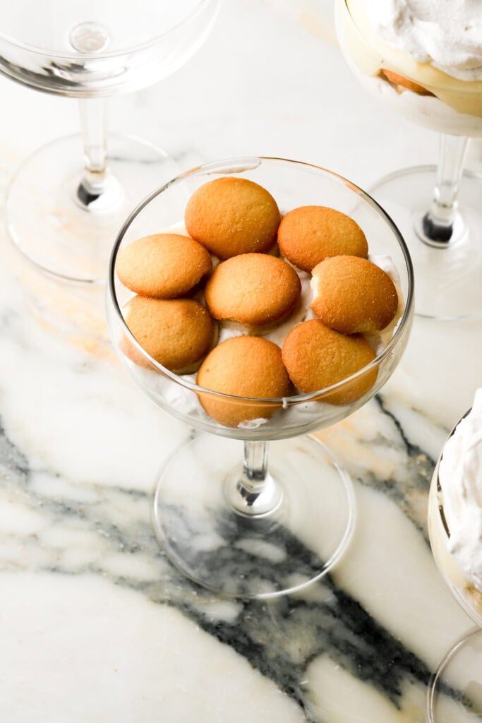 second layer of vanilla wafer cookies on top of banana slices