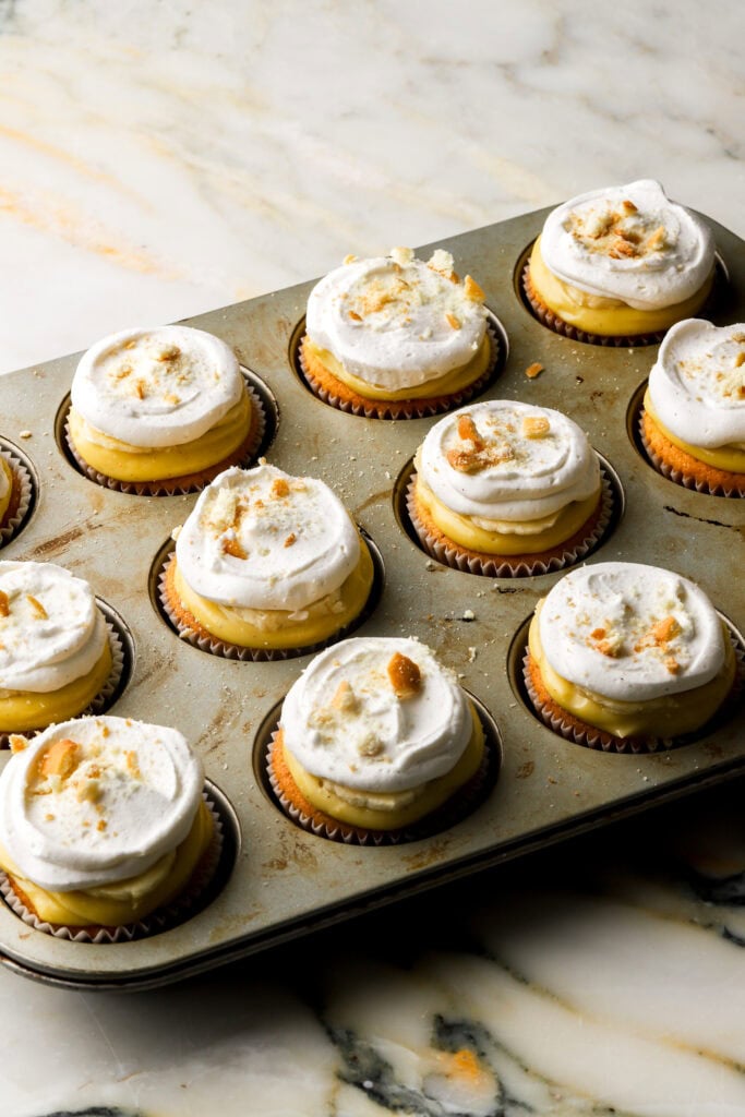 vanilla wafers crushed on top of whipped cream