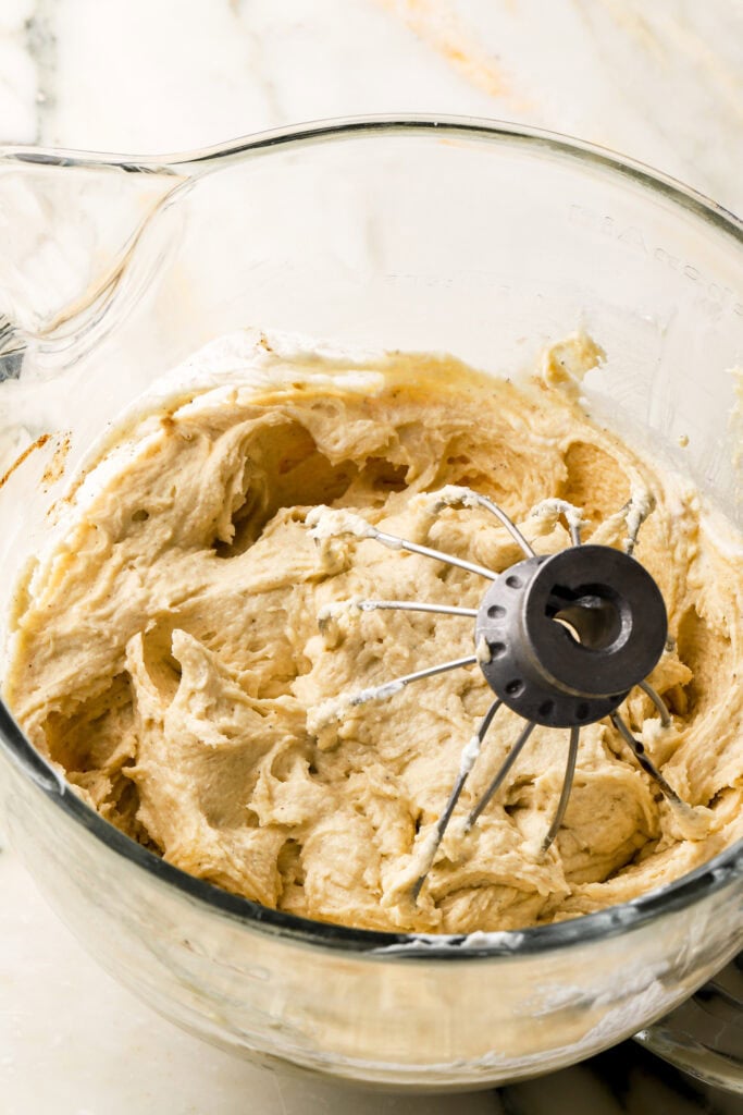 sour cream and vanilla beat into the cupcake batter