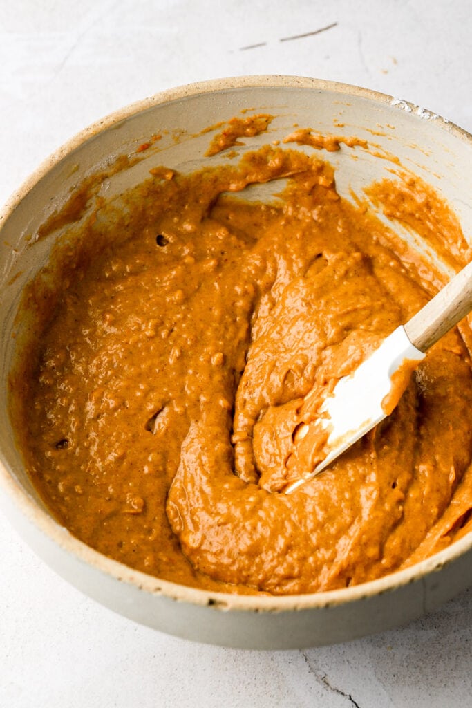 the finished batter in a bowl
