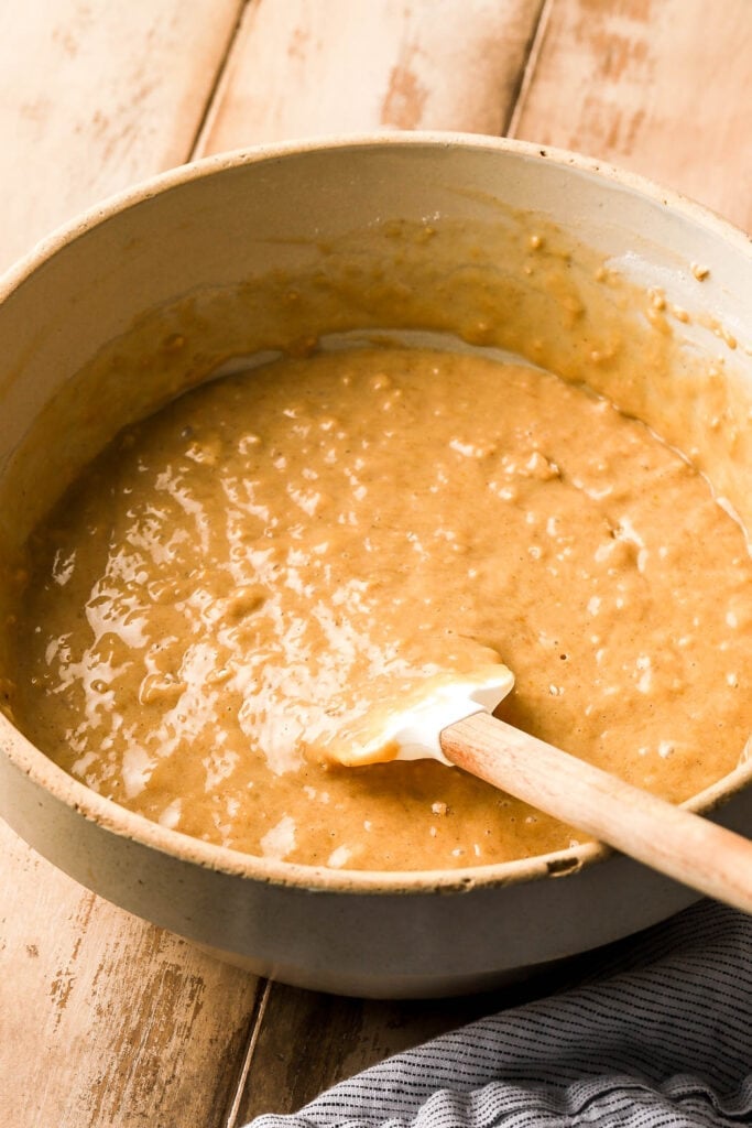 fold the dry ingredients just until the last streak of flour is combined