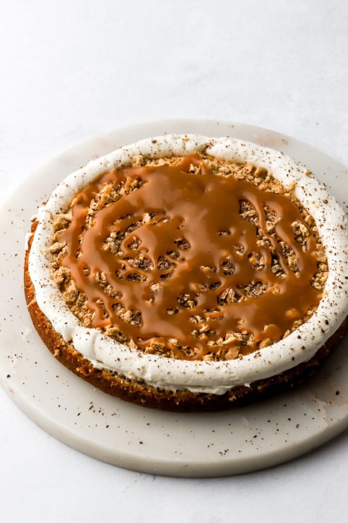 salted caramel filling in the cake