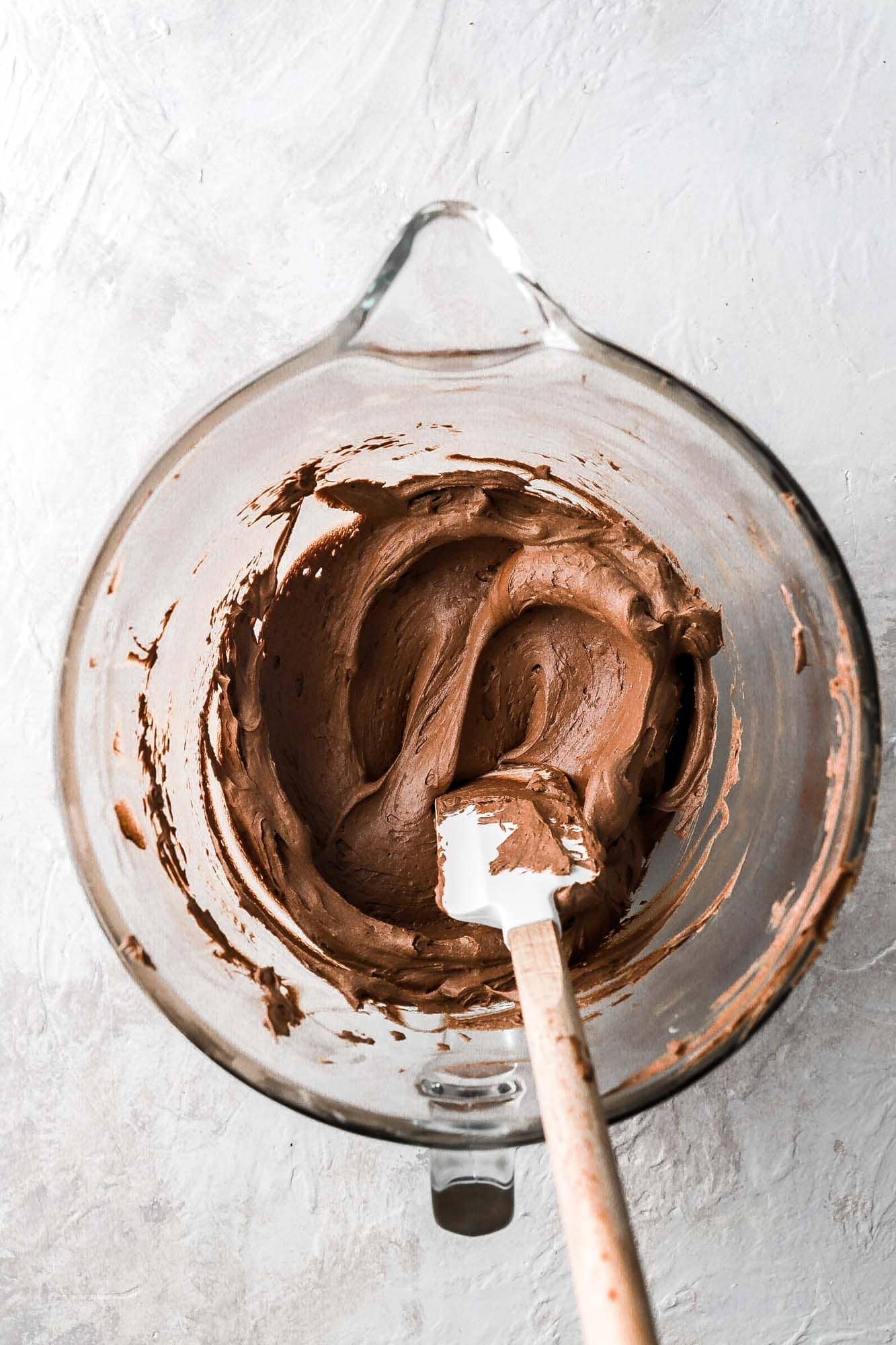 chocolate buttercream in a bowl