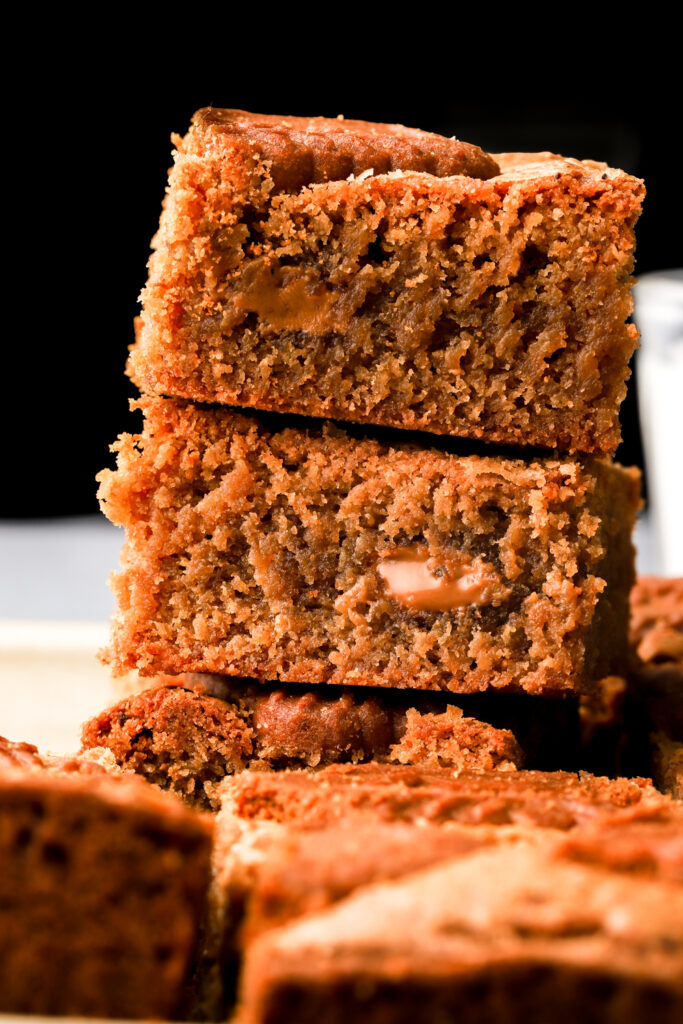 biscoff blondies stacked