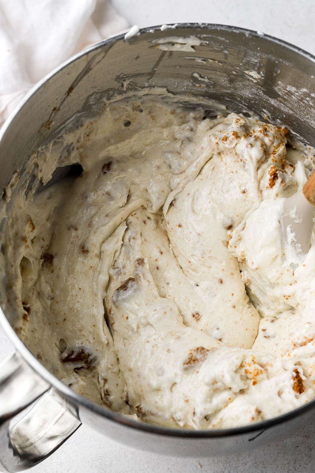 white cake with biscoff cookie chunks