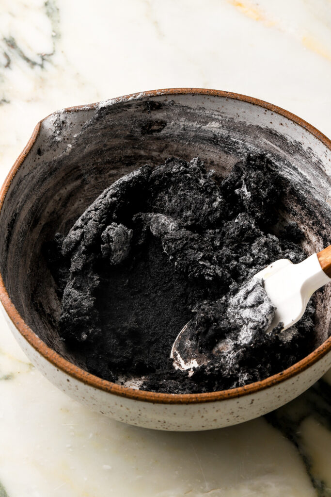 flour, baking powder and salt folded into dough
