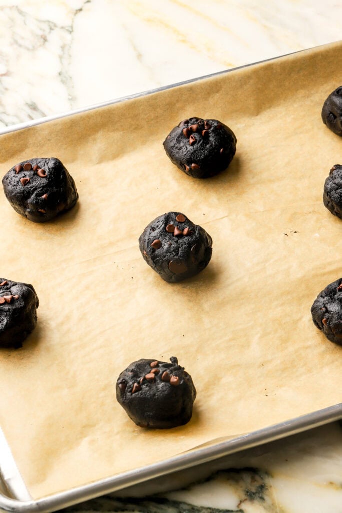 cookies scooped into 2 ounce balls