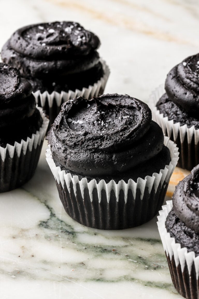 Black cocoa cupcakes with black cocoa frosting