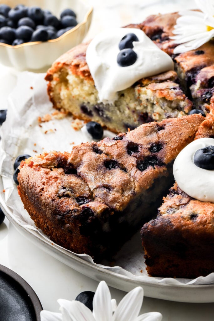 blueberry muffin cake sliced