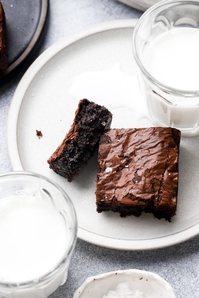 brown butter brownies with a crinkly stop