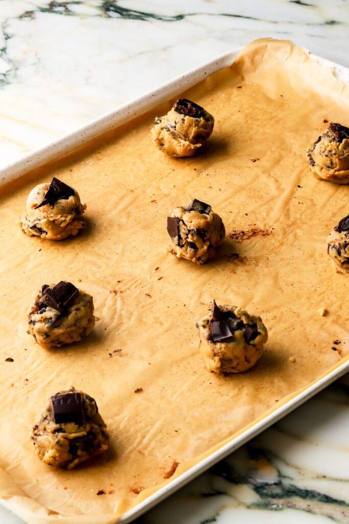Scoop cookie dough onto tray