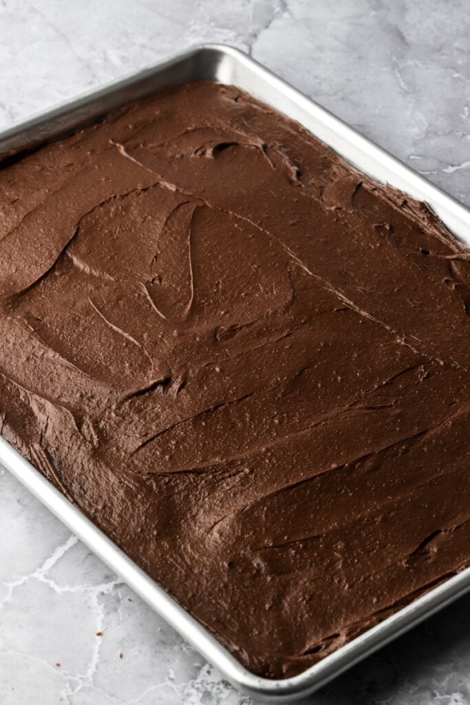 batter spread into a sheet pan