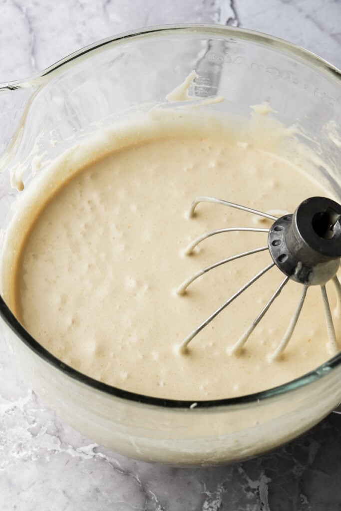 eggs, sugar and butter whipped until pale and fluffy