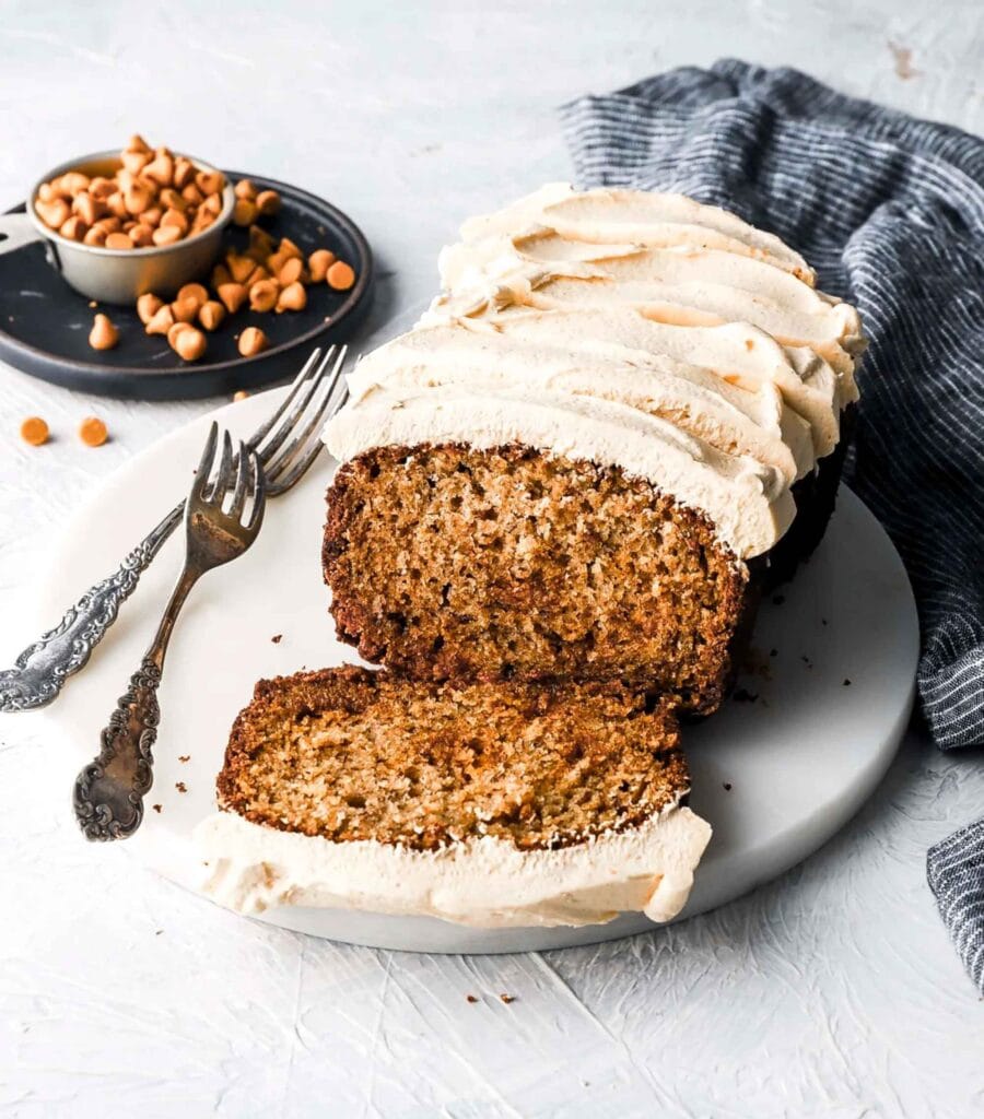 Butterscotch Banana Bread with American Buttercream