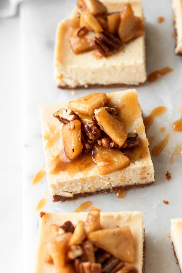 close up caramel apple cheesecake
