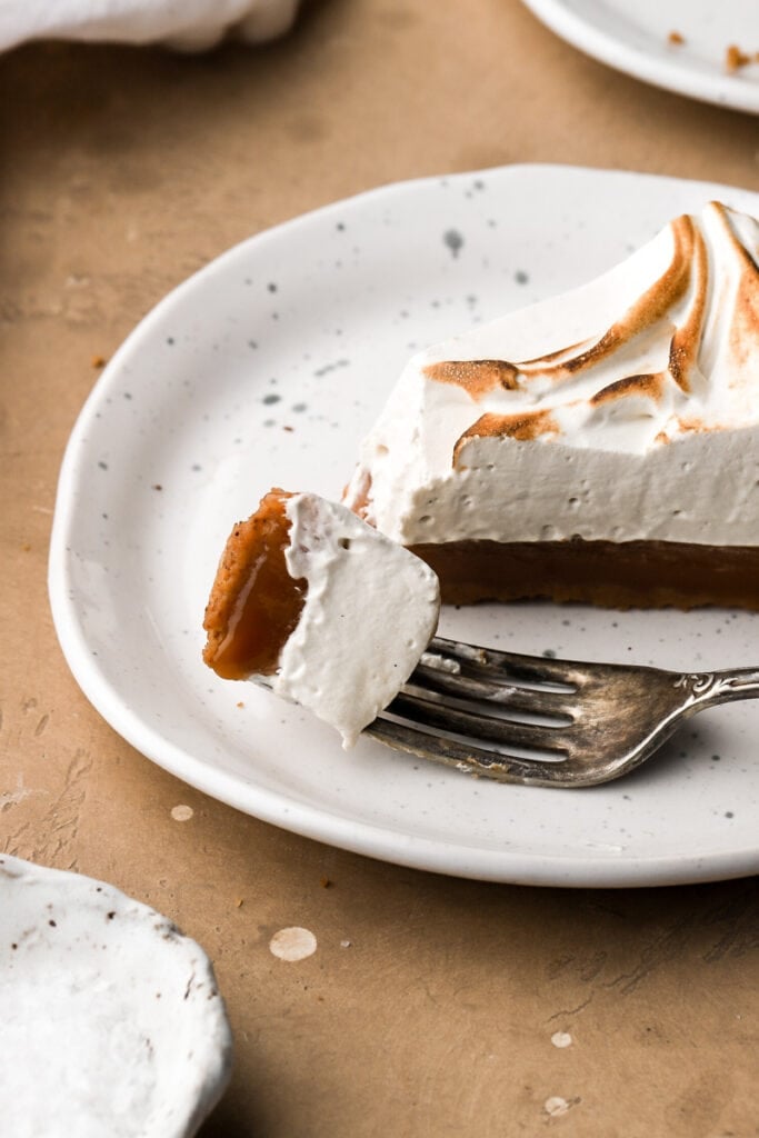 close up of texture of caramel tart