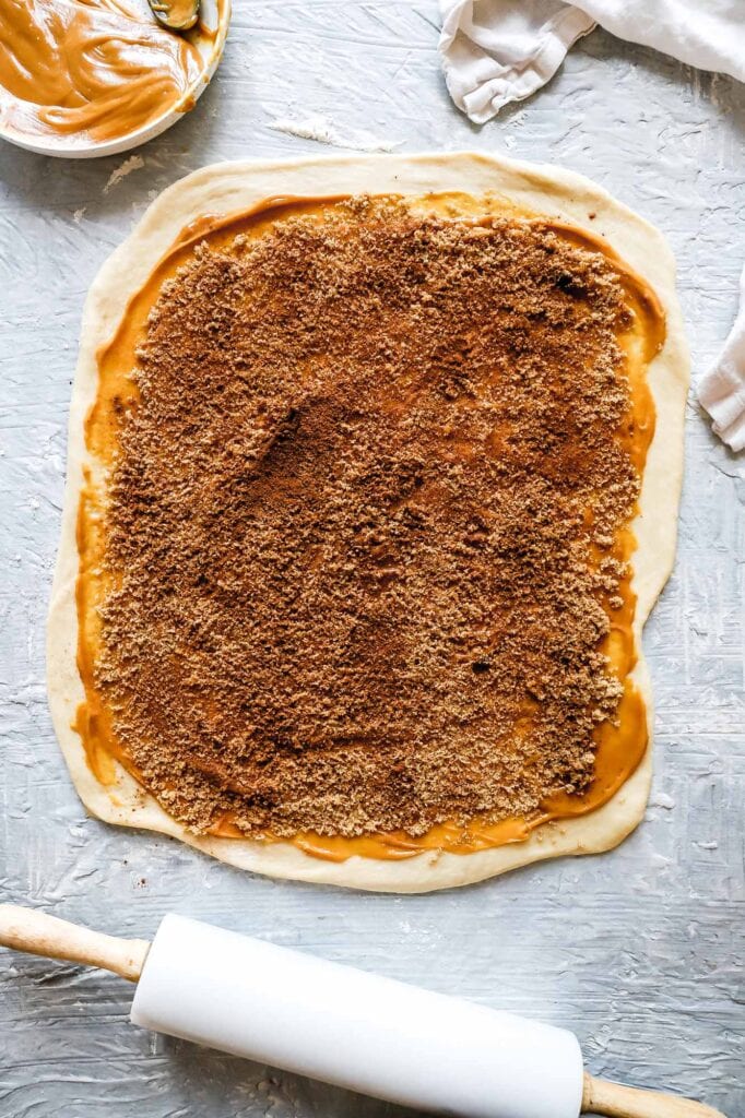 sprinkle brown sugar and cinnamon
