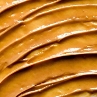 swirls of caramelized white chocolate ganache