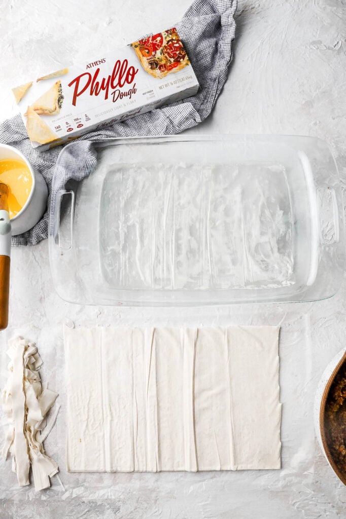 butter the pan & the phyllo dough sheets