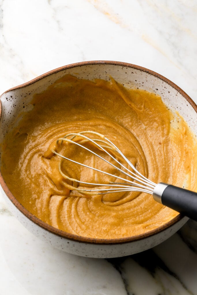 butter, sugar, vanilla and egg whisked together