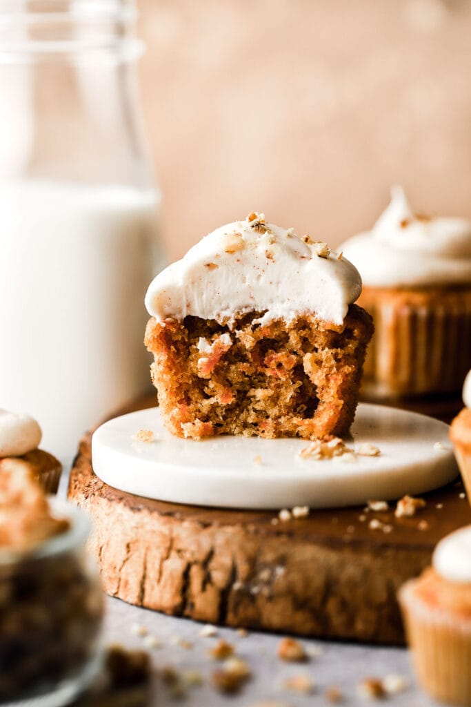 close up of carrot cake cupcakes