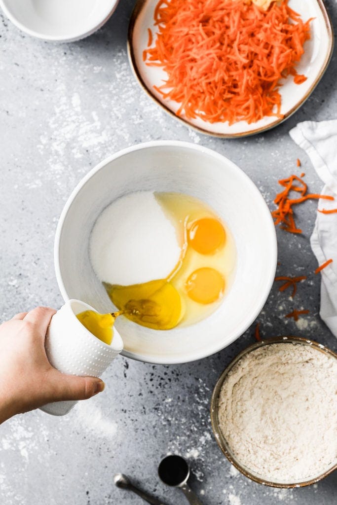 eggs, oil, and sugar