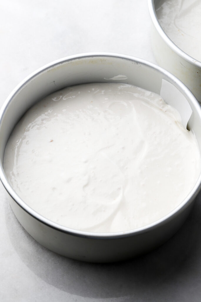cake batter in pans