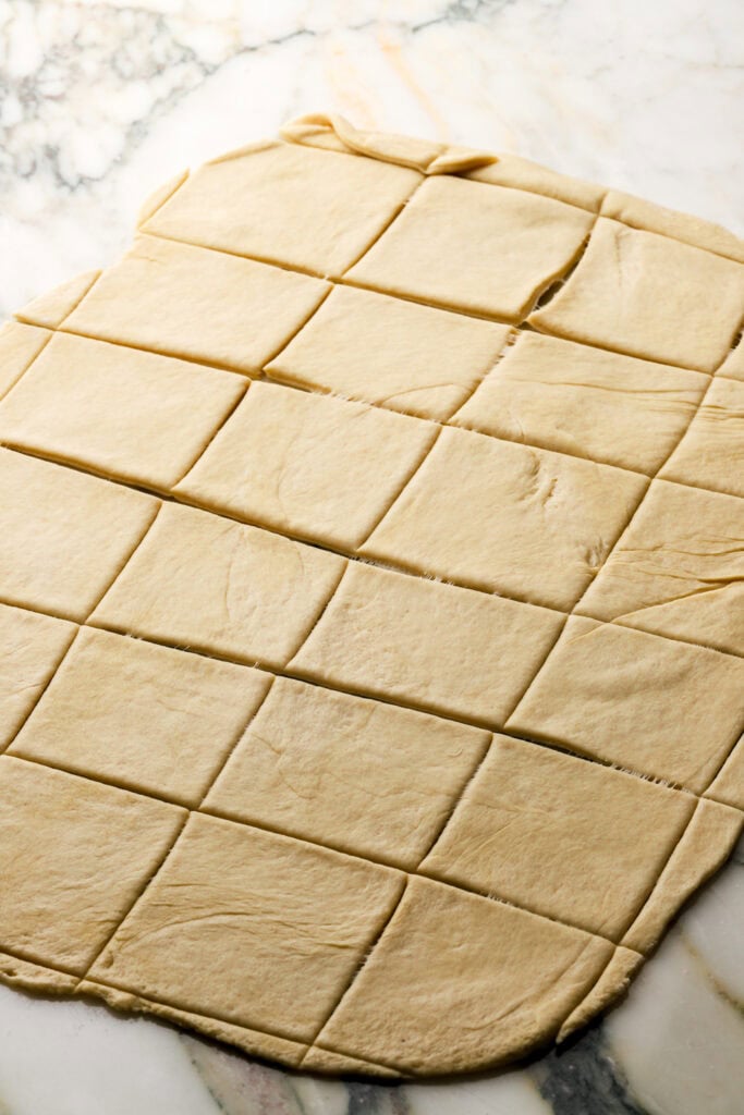 slice the dough into squares