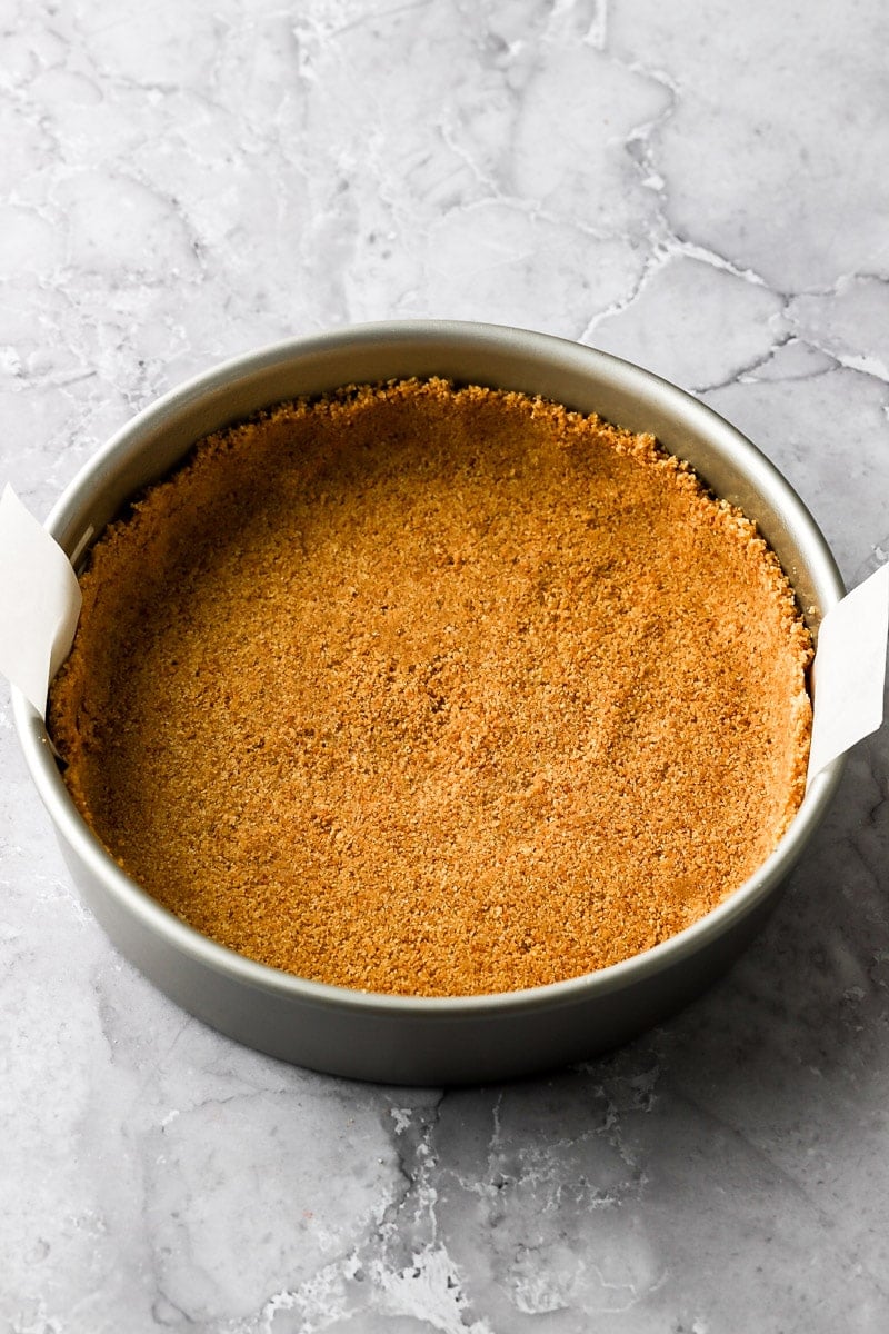 crust coming halfway up the sides of the pan
