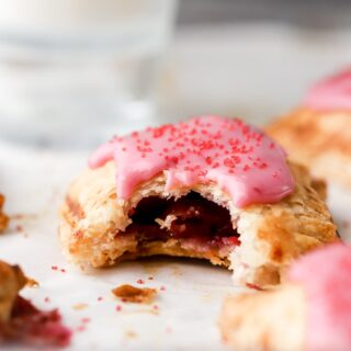 cherry pop tarts with bite taken out