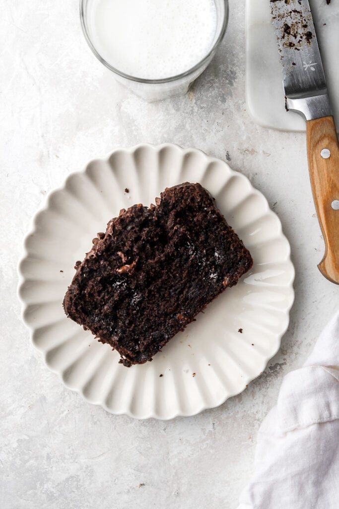slice of chocolate banana bread