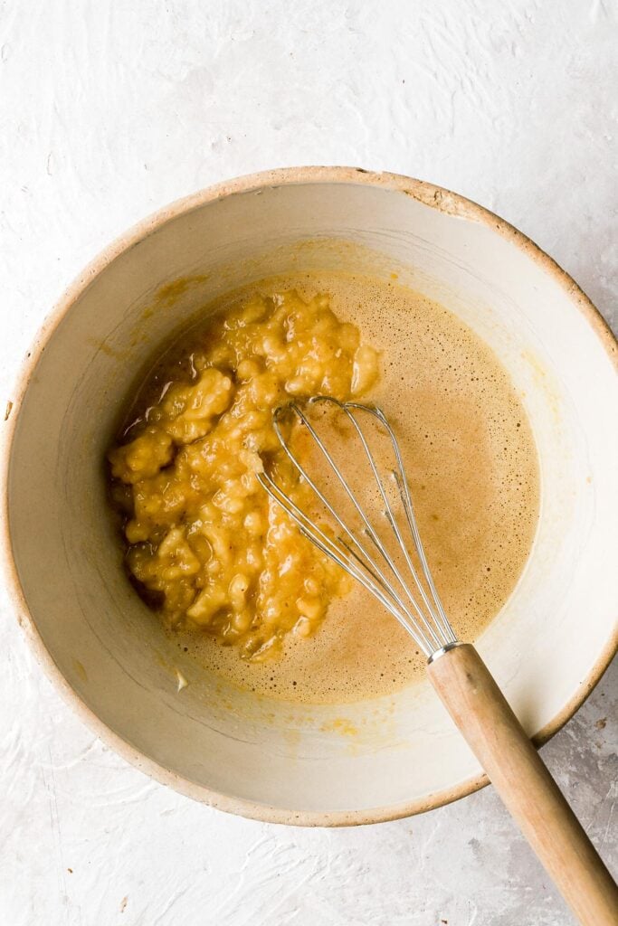 whisk in the mashed bananas